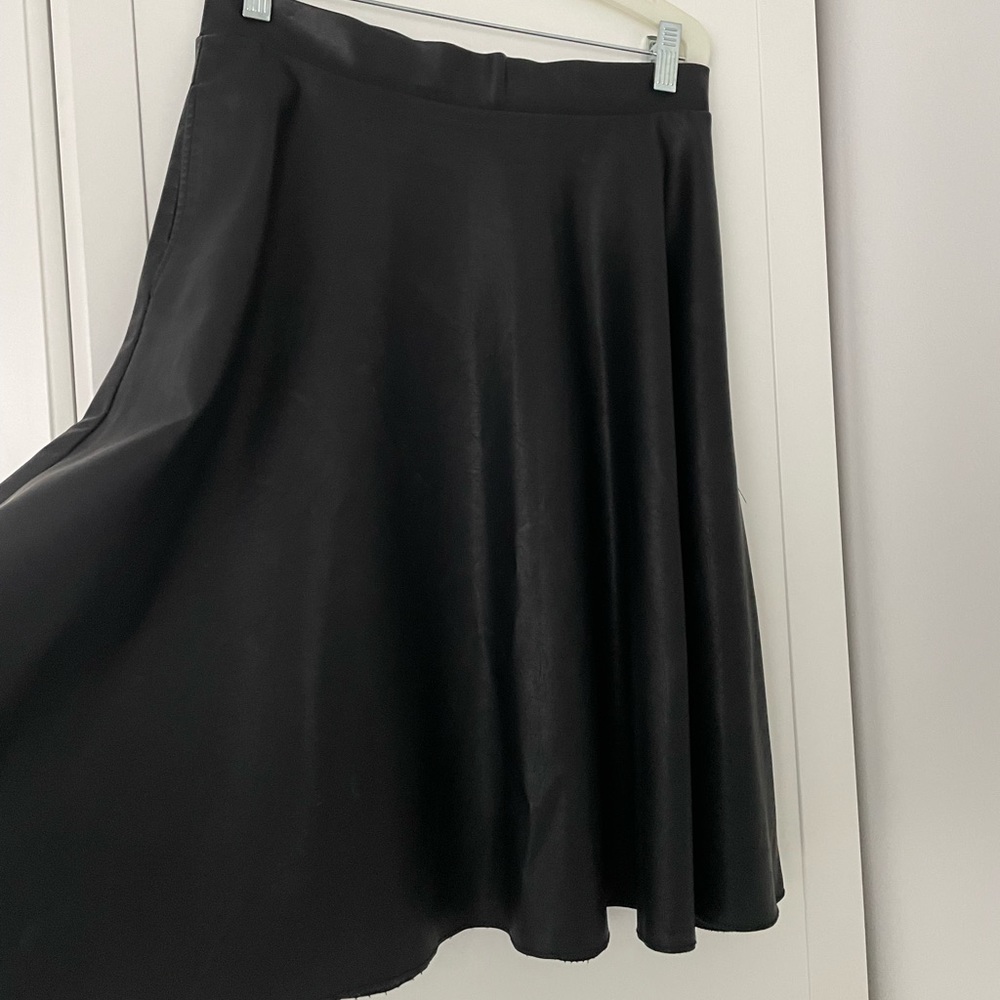 Faux leather midi skirt a-line with pockets